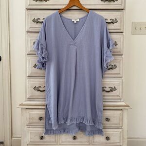 Umgee Light Blue Ruffle Sleeve Top